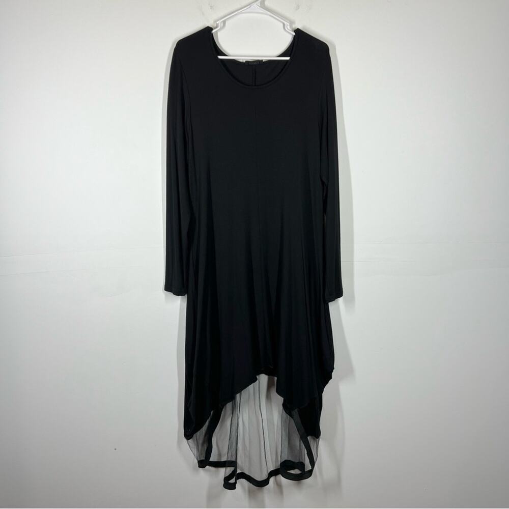 LUUKAA Long Sleeve Mesh Jersey Knit Lagenlook Dress Size 4